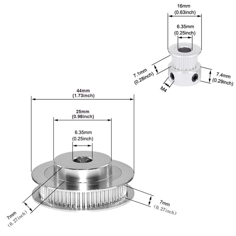 Befenybay 2Kit 2GT Synchronous Wheel 20&60 Teeth 6.35mm Bore Aluminum Timing Pulley with 2pcs Length 200mm Width 6mm Belt (20-60T-6.35B-6) - Image 2